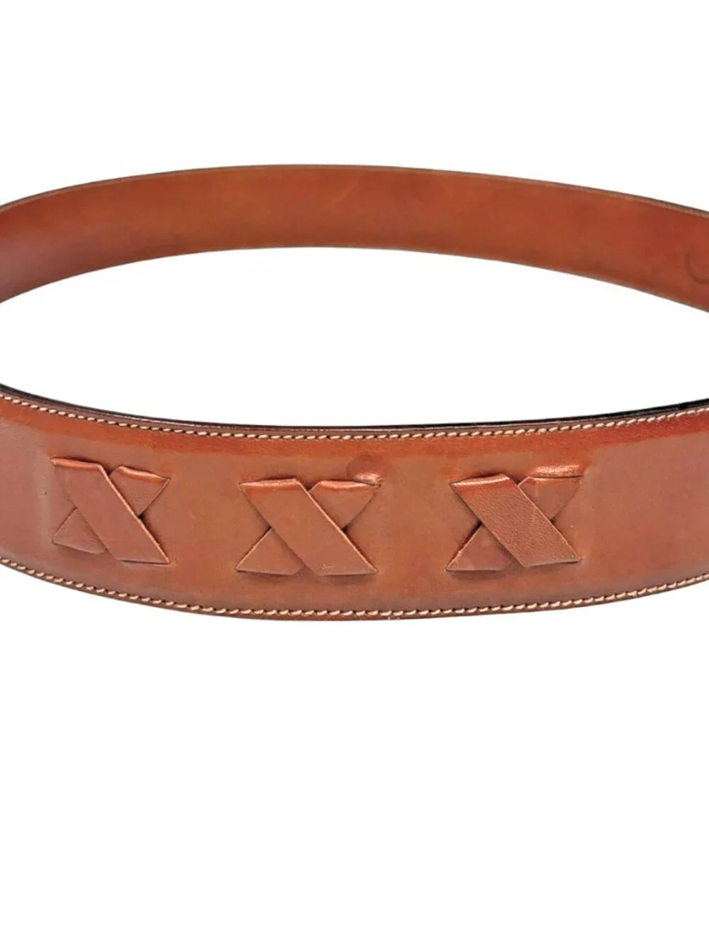 Bergdorf Goodman Cognac Leather Mens Belt Made in Italy